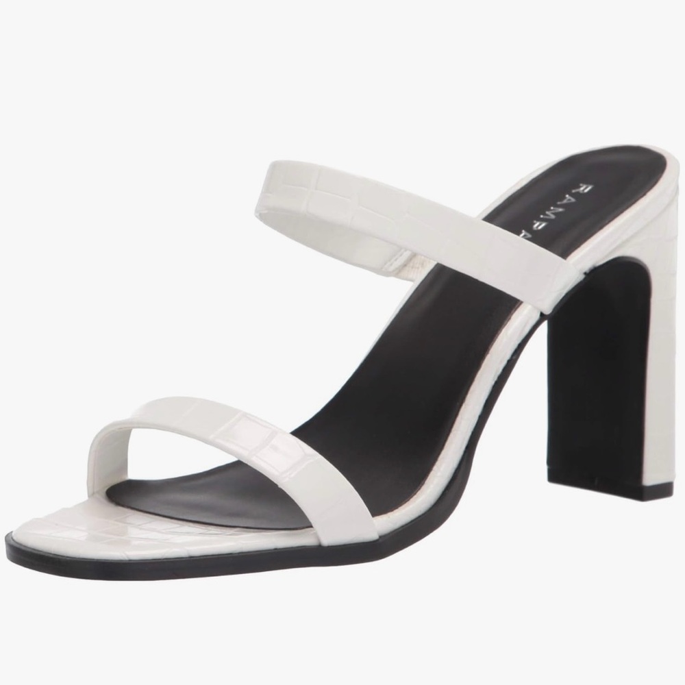 Rampage Women's Jolene Heeled Mule Sandal White 9.5